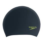 Long Hair Silicone Swimming Cap - Kids - Black/Green - Black; O/S image