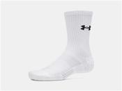 UA Performance Cotton 3Pk Crew Sock - White - White; L image