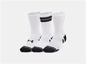 UA Performance Tech 3Pk Crew Sock - White/Black - White; M image