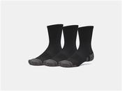 UA Performance Tech 3Pk Crew Socks - Black - Black; XL