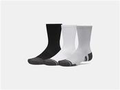 UA Performance Tech 3Pk Crew Socks - Grey/White - Grey; L
