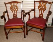 SOLD - A Very Good Pair of Mahogany Chippendale Design Desk Chairs