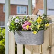 12" Fence &amp; Balcony Hanging Planter - Aztec - Slate image