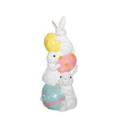 Ceramic Acrobat Rabbits on Eggs, LED Lights image