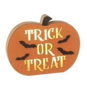 Orange Wood Led Trick Or Treat Pumpkins