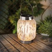 Pink &amp; White Glass Art Solar Lantern