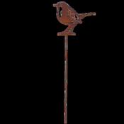 Rust garden stake – Robin