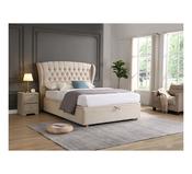 GIE Rio Gas Lift Double Bed Base with Lily Upholstered Headboard - Beige