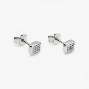 Sterling silver small square sparkly shape stud earrings 38823 image
