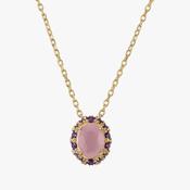 Gold tone pink and violet  stone set pendant 38826