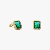Gold toned silver earrings with green CZ s 38829 image