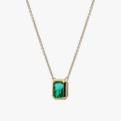 Gold toned silver pendant with rectangular Green Cubic Zirconia 38830 image
