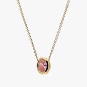 Gold toned oval pink stone pendant 38836 image