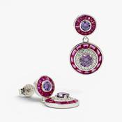 Sterling silver fuchsia drop circle earrings 38837 image