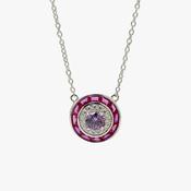 Sterling silver fuchsia circle pendant 38838 image