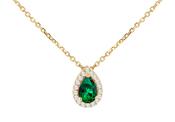 9ct Emerald Green CZ Pear drop pendant 35775