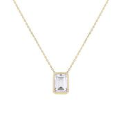 9ct Gold Emerald cut CZ necklace 38853 image