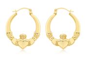 Gold Claddagh hoop earrings 37940