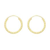 9ct Gold 15mm Diamond cut Sleepers 37762 image