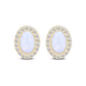 9ct gold synthetic Opal and CZ halo stud earrings 38877 image