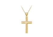 9ct gold bark finish cross &amp; chain 37381 image