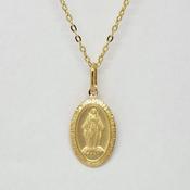 Large oval Gold Miraculous medal &amp; 22"/56cm chain 38203 image