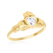 9ct Gold CZ Heart Claddagh ring 38869 image