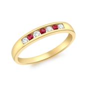 9ct Gold Ruby Red and white stone eternity ring 38905 image