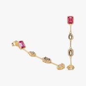 Gold tone linear fuchsia drop earrings 38808 image