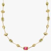 Gold tone linear fuchsia necklace 38809 image