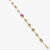 Gold tone linear fuchsia bracelet 38810 image