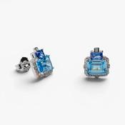 Sterling silver ocean blue cubic zirconia stud earrings 38816 image