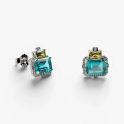 Sterling silver aquamarine cubic zirconia stud earrings 38817 image