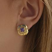 Gold tone Amethyst stud earrings 38796 image
