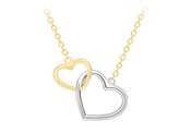 9ct gold yellow and white joined hearts pendant 34836