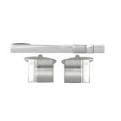 rectangular polished/matt cufflink and tie bar set in presentation box 5589