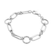 Ladys circle paper link sterling silver bracelet 38893 image