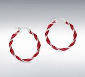 Red enamel twist Creole hoop earrings 37823 image