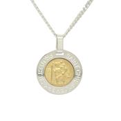 24mm round Sterling Silver  gold toned St. Christopher medal 34188