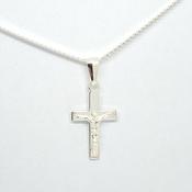 Silver flat Crucifix on chain 38174