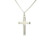 Latin cross with beaded edge in Sterling Silver 34121