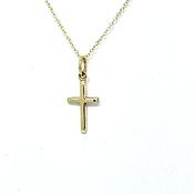Gold flat polished solid cross 37755
