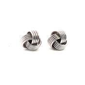Sterling silver wool knot stud earrings, 12mm diameter 37649 image