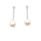Sterling silver pearl earrings 37296 image