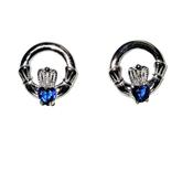 Sterling silver Claddagh September birthstone stud earring 37903 image