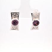 Silver Celtic Amethyst set stud earrings 38741 image