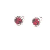 Sterling silver 8mm Ruby Pink CZ Halo stud earrings 38545 image