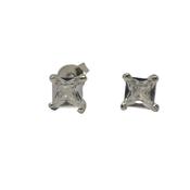Silver square CZ stud earring 38729