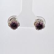 Amethyst Purple CZ floral earrings 38725 image