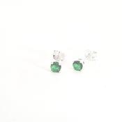 May birthstone Sterling silver 4mm Emerald Green CZ claw set stud earrings 37891